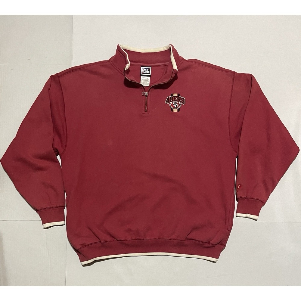 San Francisco Vintage 49ers Pro Player‎ Quarter Zip Sweatshirt XXL Red NFL
